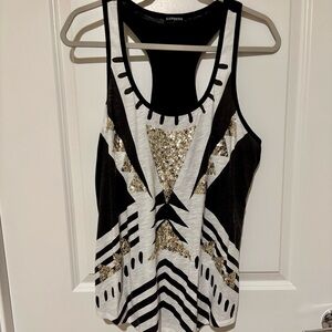 Express Sequin Detail Racerback Tank Top